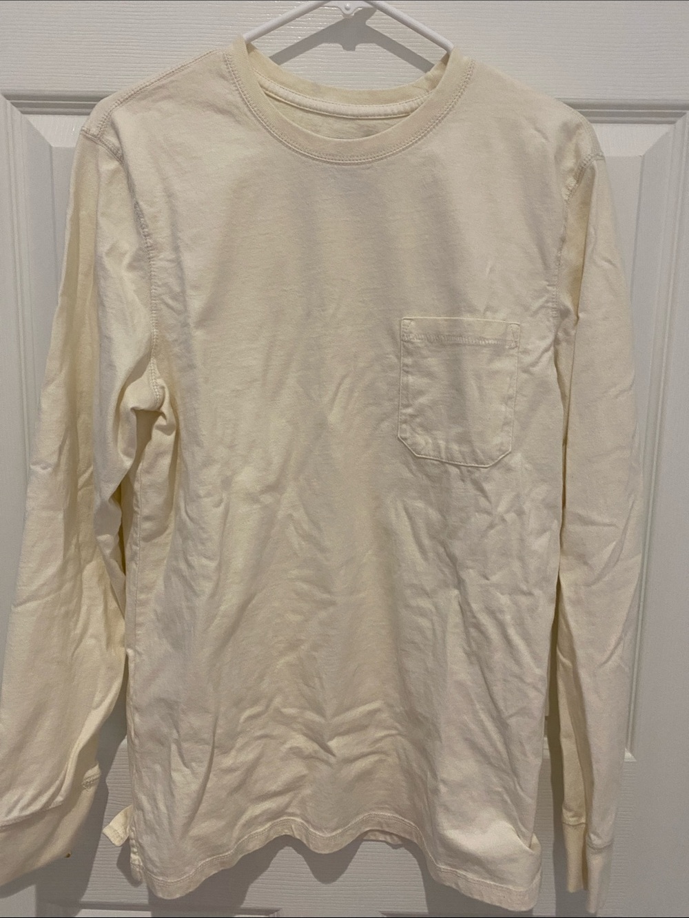 Goodfellow & Co Cream Long-Sleeve Pocket Tee